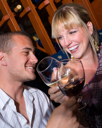 Woman flirting with man