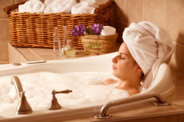 Women relaxing in bath