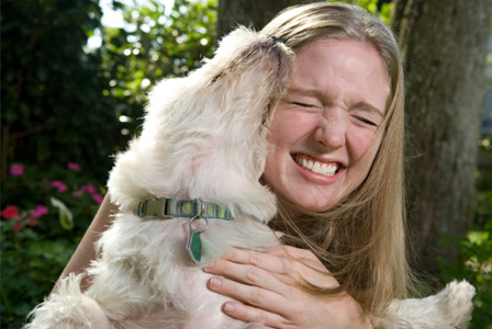 Woman with foster dog