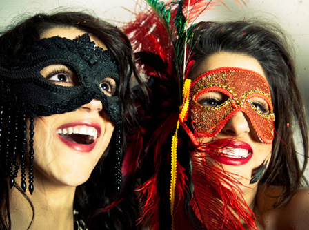 Women at Mardi Gras party