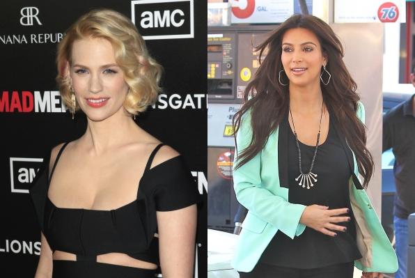 January Jones and Kim Kardashian