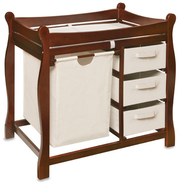 Badger Basket Sleigh Changing Table with Hamper