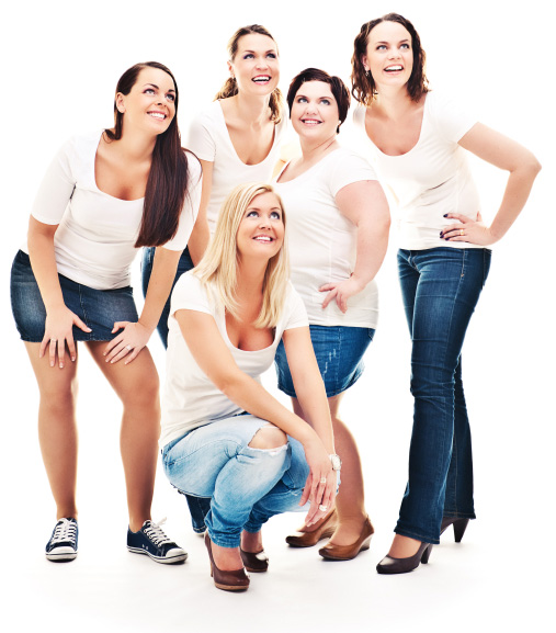 Diverse women wearing jeans
