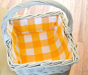 Fabric-lined basket