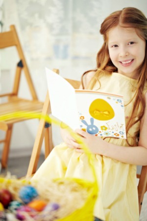 Little girl with Easter card