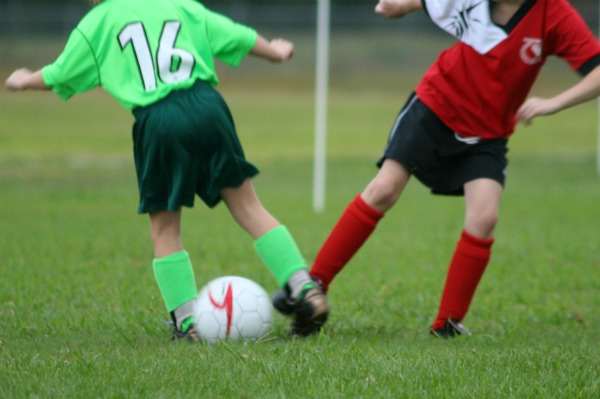 Kids playing soccer