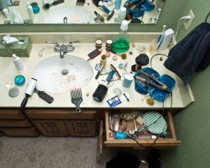 Messy bathroom