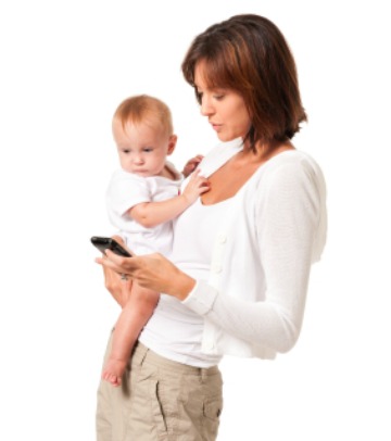 Mom using smartphone