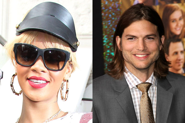 rihanna spotted leaving ashton kutcher's house