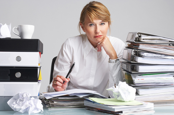 Stressed out woman at work