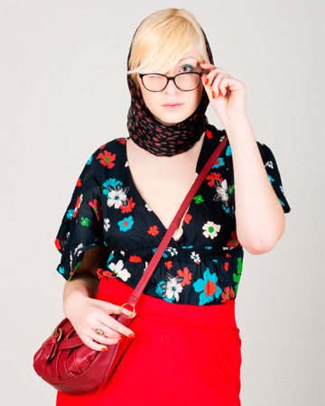 Woman wearing too many accessories