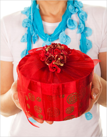 Woman holding gift