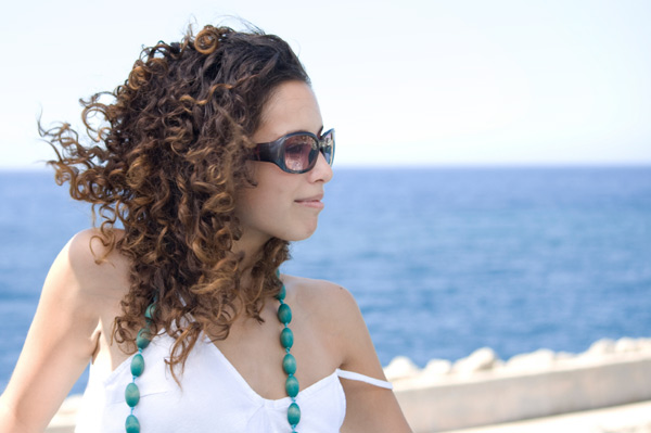 Wind-blown hair