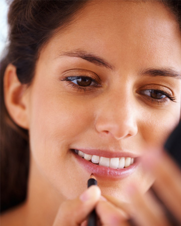 Woman with lip liner