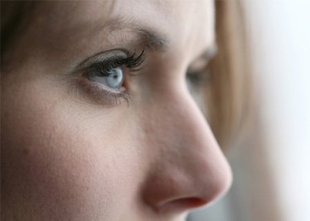 Woman with vision loss
