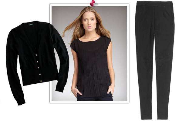 Monochromatic style with a black cardigan