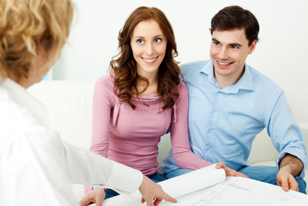Couple meeting with architect