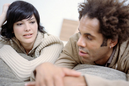 Couple talking about relationship