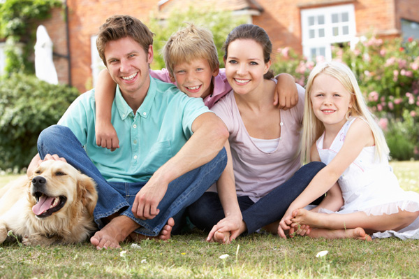 Family with dog