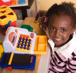 Girl with cash register