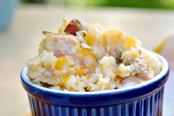 Ham n' cheese twice baked mashed potatoes