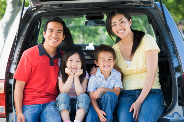 Family vacation in car