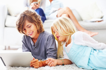 Kids playing with iPad