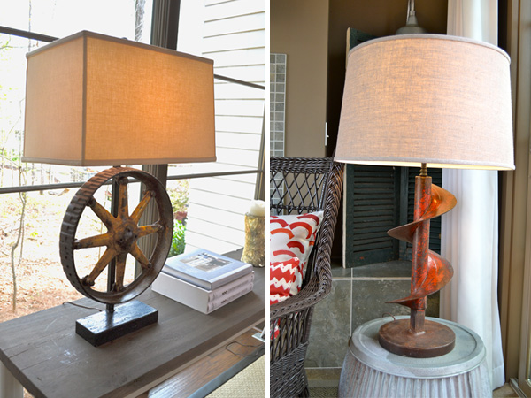 Machinery turned table lamps
