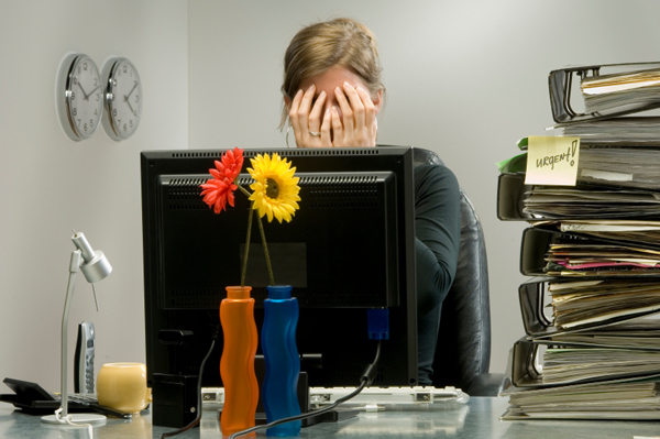 Stressed woman at work