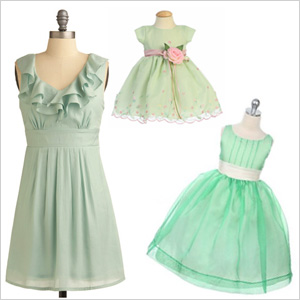 Ruffled mint green dresses