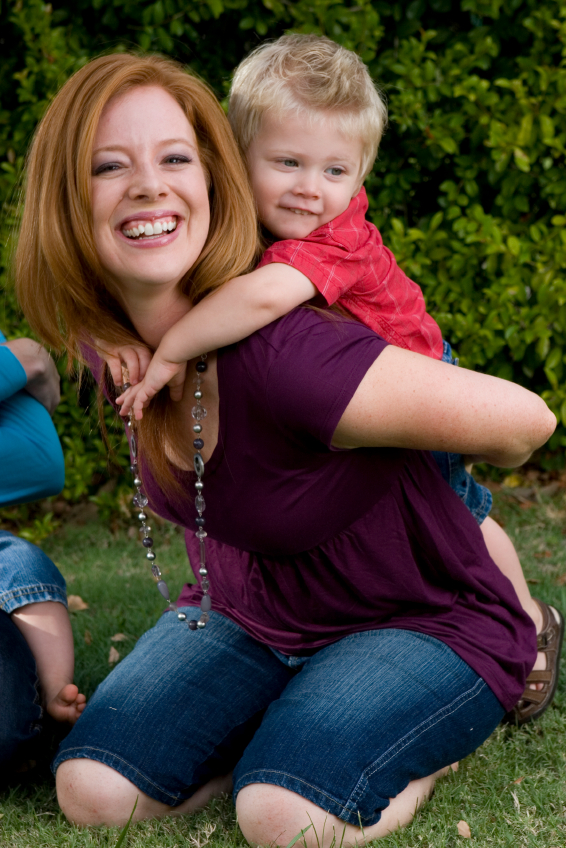 mom and son at park