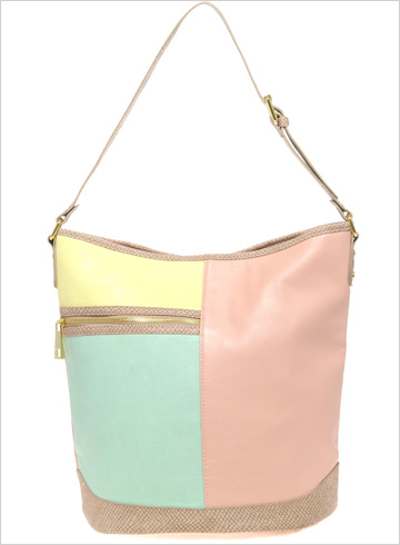 Pastel color block bucket bag