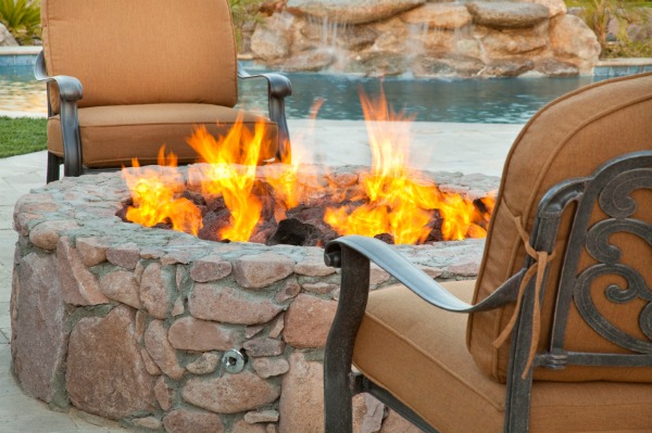 Poolside firepit