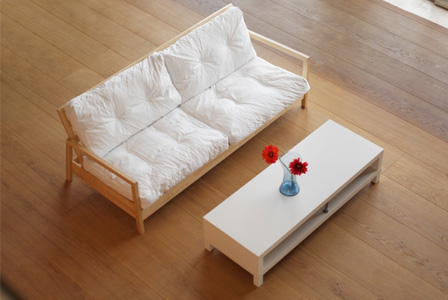 Red, white, blue living room