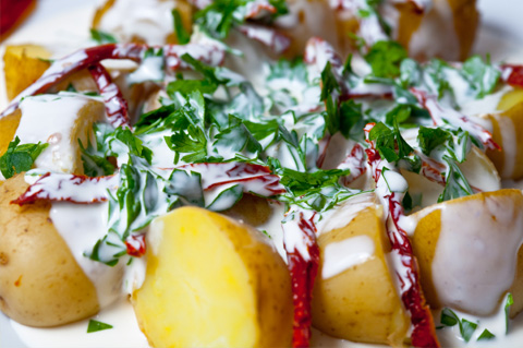 Steak and potato salad with homemade ranch dressing