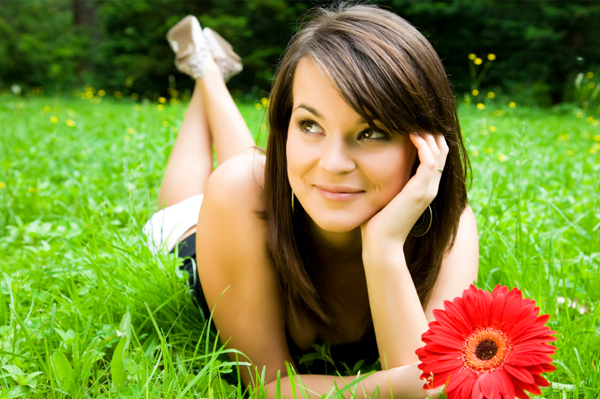 woman with healthy, shiny hair
