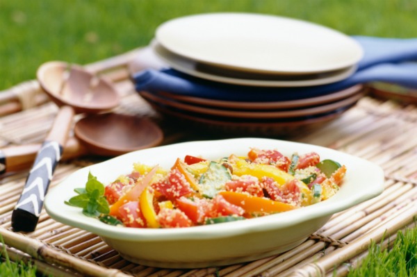 Vegetable salad at a picnic