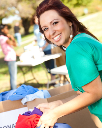 Woman donating clothes