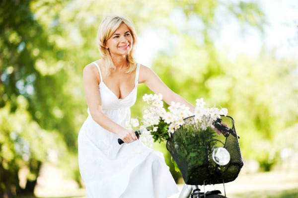Woman enjoying the spring weather