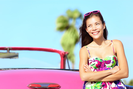Woman on summer road trip
