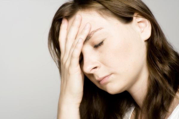 Woman with a hangover