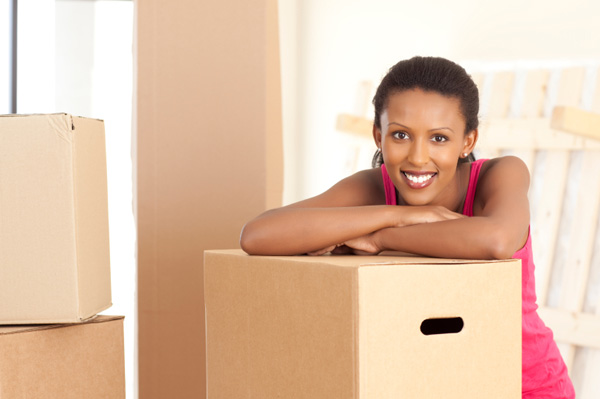 Woman with moving boxes