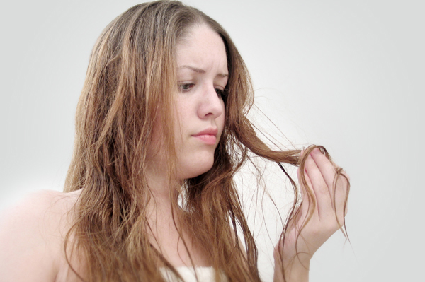 woman with hair build up