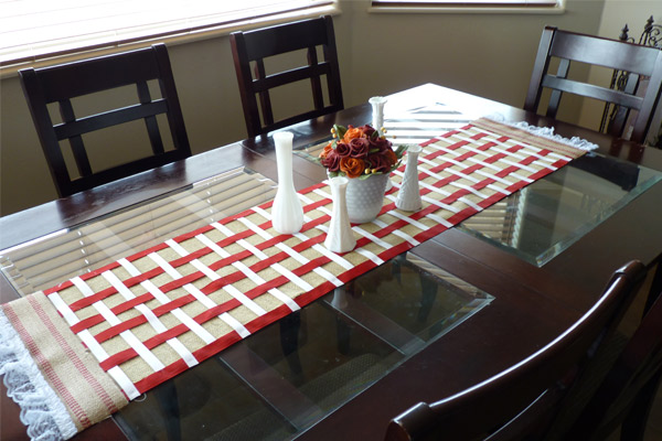 table Weddings glass  table Using Burlap Runners runner Table