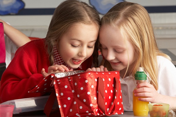 Girls excited about lunch