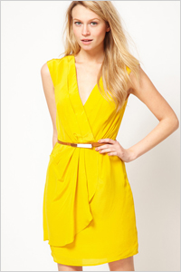 extra-bold V-neck wrap-style dress