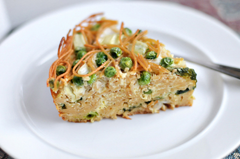 whole wheat spaghetti pie with eggs