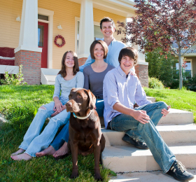 Family portrait with dogs