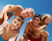 Family on beach vacation