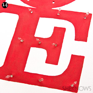 DIY craft project step 14: Finish the E